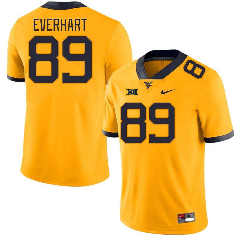 Men #89 Carson Everhart West Virginia Mountaineers College Football Jerseys Stitched Sale-Gold